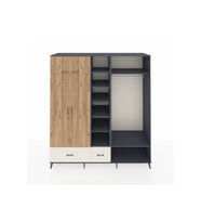 Kronos Dolap 12 Raflı 2 Çekmeceli 2 Askılı 220x59x243 Antrasit-Çam/Aytaşı