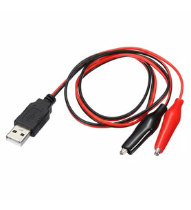 Powermaster PM-28657 USB Erkek - Küçük Krokodil Uçlu 5V 2A Test Kablosu 60 CM