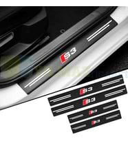 Audi S3 Logo Karbon Kapı Eşiği Oto Sticker Etiket Yapıştırma Araba Çıkartma 4 Parça