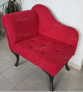 Yeni Model Tekli Köşe Koltuğu Josefin Bench Siyah Ayak (Kırmızı)