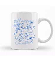Merry Christmas Doodles Kupa Bardak Porselen