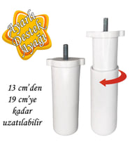 Ayarlı Destek Ayağı 13 x 19 cm Beyaz Gizli Ayak M8 Civatalı İncediş Mobilya Kanepe Baza Koltuk Dolap