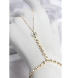 Gold Renk Pirinç Zirkon Taşlı Nazar Model Şahmeran TJ-SN773
