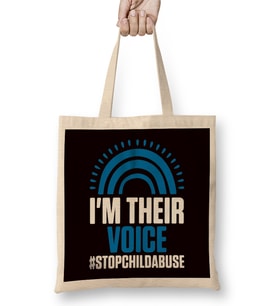 Stop Child Abuse Prevention Month Awareness Blue Ribbon Bez Çanta Uzun Saplı
