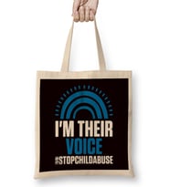 Stop Child Abuse Prevention Month Awareness Blue Ribbon Bez Çanta Uzun Saplı