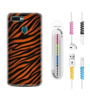 Oppo A5S A15 A16 A54 A55 A73 A74 Kılıf Kablo Koruma Spiral Silikon Leopar Yeni 1676