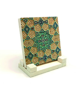 Geometrik Rumi DesenBaskılı Doğaltaş Masaüstlük