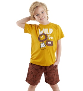 Wild Erkek Çocuk T-shirt Şort Takım (Hardal)