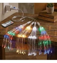 4’lü Açılır LED Işık Seti – 8 Farklı Işık Modlu, Kumandalı, USB Kablolu Renkli Dekoratif Fiber LED Lamba (5343)