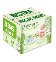 Bebem Bebek Bezi Natural Beden:3 (4-9Kg) Midi 336 Adet Ekstra Fırsat Pk