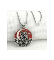 925 Ayar Osmanlı Tuğralı Üçgen Muska Kabı Gümüş Kolye Ucu Deri İp Hediyeli