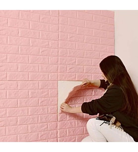 NW03 Pembe Tuğla Arkası Yapışkanlı Esnek Silinebilir Duvar Paneli