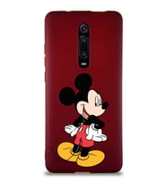 Xiaomi Mi 9T Soft Premier Kapak Mickey Mouse-D Tasarımlı Silikon Kılıf - Mürdüm (Şeffaf)