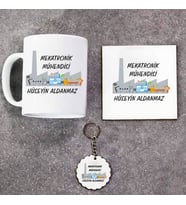Mekatronik Mühendisi Kupa Bardak Altlık ve Anahtarlık Hediye Seti (Model 1)