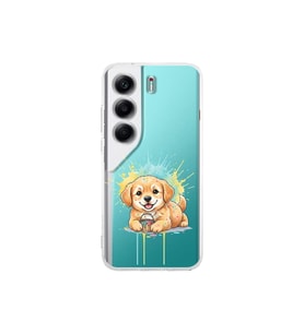 Tecno Camon 40 ile Uyumlu Splash Köpek Tasarımlı Şeffaf Silikon Kılıf