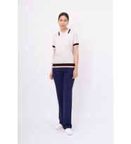 Styleboom X Peraluna LIZA BLOUSE Polo Yaka Kadın Triko Bluz - Ekru