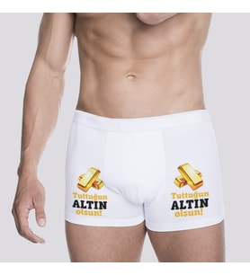 Erkeğe Doğum Günü Hediyesi Tuttuğun Altın Olsun Komik Boxer