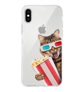 PrintiFy Apple  iPhone XS Max ile Uyumlu 1mm Slim Fit Kedi 1 050b Baskılı Şeffaf  Kılıf