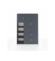 Arges Gardrop 8 Raflı Tek Çekmeceli 5 Kapaklı 132x30x195 Antrasit-Antrasit