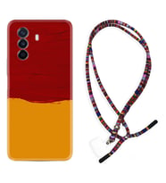 Huawei Nova Y70 Y90 Nova 9 SE  Kılıf Boyun Asklı Rasta Silikon Sarı Kırmızı Boya 1708
