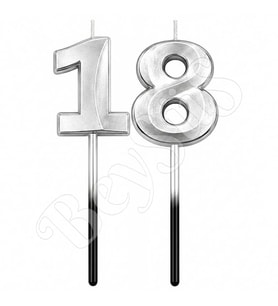 18 Rakam Mum Gümüş