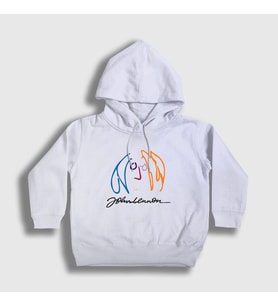 Presmono Unisex Çocuk Beyaz Logo Beatles John Lennon Kapüşonlu Sweatshirt 34925tt