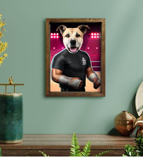 Evcil Dostlara Özel Wrestle Tasarımlı Portre Doğal Masif Ahşap Çerçeveli Tablo 30x40cm-2