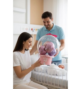 YENİDOĞAN İSME ÖZEL BEBEK HEDİYESİ BALON KUTUSU (Pembe)