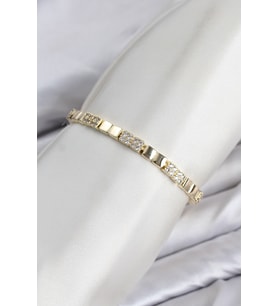 CM Kare Model Zirkon Taşlı VIP Seri Gold Renk Pirinç Kadın Bileklik