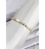 CM Kare Model Zirkon Taşlı VIP Seri Gold Renk Pirinç Kadın Bileklik