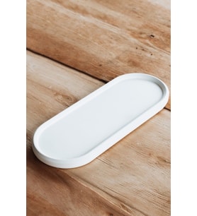 Oval Beton Tepsi-sunumluk 23 Cm Beyaz Tabak