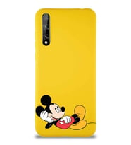 Huawei P Smart S Soft Premier Kapak Mickey Mouse-F Tasarımlı Silikon Kılıf - Sarı (Şeffaf)