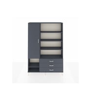 Arges Gardrop 9 Raflı 3 Çekmeceli Tek Kapaklı  132x30x195 Antrasit-Antrasit