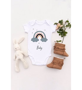 Unisex Bebek Gökkuşağı Baby Baskılı Body Zıbın