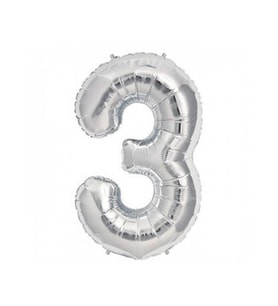 Folyo balon rakam 3 gümüş 16 ınc(40cm) pk:1-