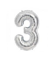 Folyo balon rakam 3 gümüş 16 ınc(40cm) pk:1-