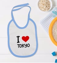 BK Kids I Love Tokyo Tasarımlı Mavi Bebek Mama Önlüğü - Model 1