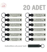 Öğrencilere Özel Dönem Sonu Hatırası, İsim Yazılabilen Anahtarlık 20' li Set, Beyaz & Siyah
