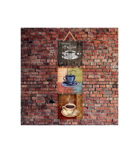 Buharlı Kahve Ficanları Baskılı 14x14 Cm 3 Parça