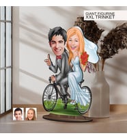 BK Gift Kişiye Özel Evleniyoruz Karikatürlü Büyük Boy Ahşap Biblo-3 Arkadaşa Hediye , Sevgiliye Hediye, Kişiye Özel Biblolar