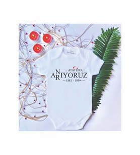 Unisex Bebek Baskılı Atatürk %100 Pamuklu Çıtçıtlı Body Zıbın