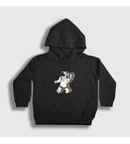 Presmono Unisex Çocuk Siyah Music Box Astronaut Space Astronot Uzay Kapüşonlu Sweatshirt 283498tt