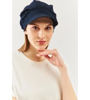 Lacivert Kadın 4 Mevsim Pamuklu, Ultra Yumuşak Hafif, Terletmez, Tarz, Trend Kasket Vizyerli Penye Şapka