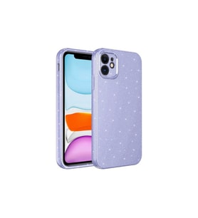 Apple iPhone 11 Uyumlu Kılıf Kamera Korumalı Simli Lüks Zore Koton Kapak (Lila)