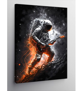 Kanvas Tablo Uzayda Gitar Çalan Astronot