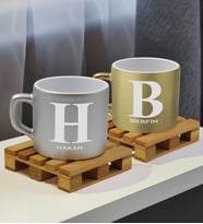 BK Gift Kişiye Özel İsimli 2’li Gümüş ve Gold Renkli Middle Çay & Kahve Fincanı-3, Arkadaşa Hediye, Sevgiliye Hediye