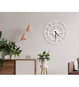 BK Home Dekoratif 45cm Ahşap Duvar Saati-65 (Beyaz)