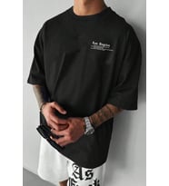 Unisex Los Angles Baskılı Tasarım Tshirt (Siyah)