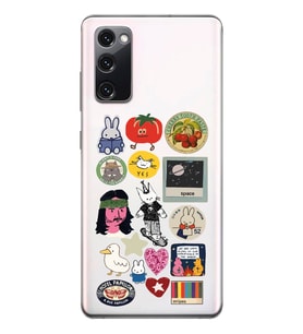 Samsung Galaxy S20 FE Uyumlu Sticker Tasarımlı Şeffaf Telefon Kılıfı
