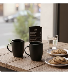 GÜRAL PORSELEN Elit Black Matt 2 Parça Mug Bardak 220 cc